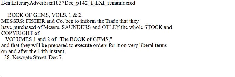 state: ad3 BentLiteraryAdvertiser1837Dec_p142_I_LXI_remaindered ad3